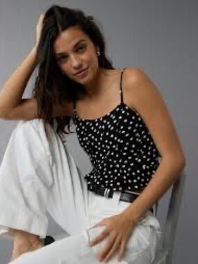 American eagle polka dot crop tank